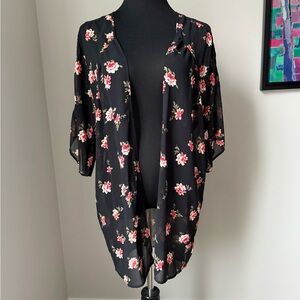 Express Black Floral Kimono